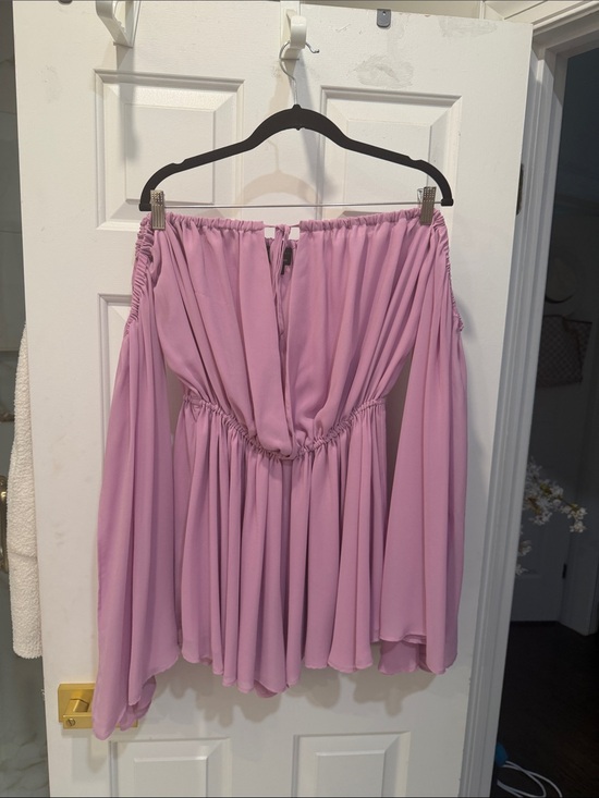 Michael Costello Dresses & Skirts - Michael Costello Lavender Off-Shoulder Pleated Mini Dress